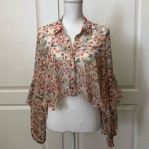 Collared Long Sleeve Crop Top